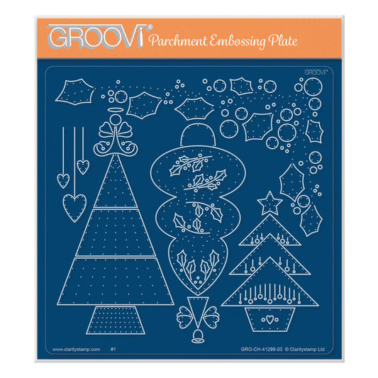 Embroidery Christmas Trees A5 Square Groovi Plate