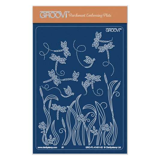 Dragonflies & Reeds A6 Groovi Plate
