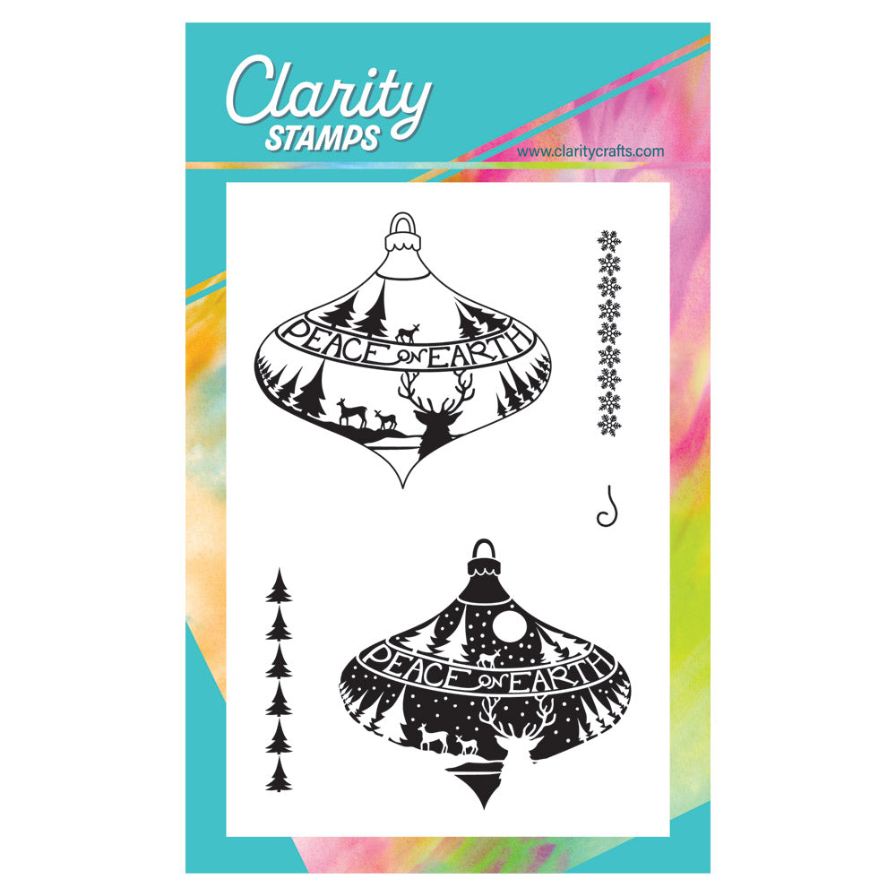 Barbara's Bijou Peace on Earth Bauble - Two Way Overlay A6 Stamp & Mask Set
