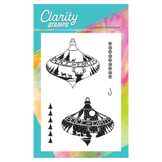 Barbara's Bijou Peace on Earth Bauble - Two Way Overlay A6 Stamp & Mask Set