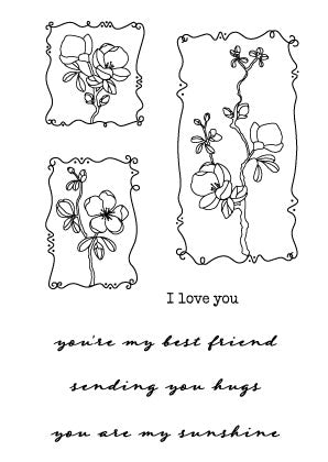 Barbara's SHAC Japonica Floral Panels A6 Square Stamp Set