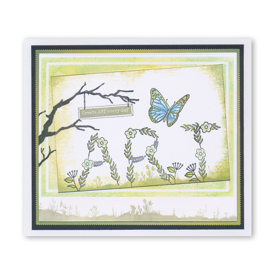 Butterfly Wreath A6 Square Stamp & Mask Set