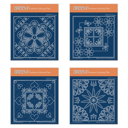 Embroidery Floral Parchlets A6 Square Groovi Plate Collection