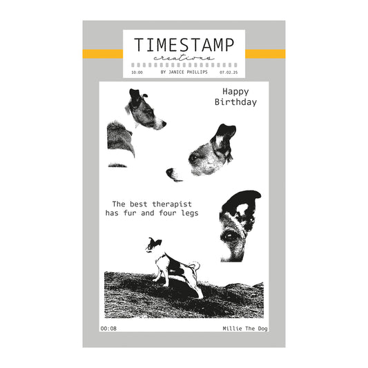 Timestamp Creations by Janice Phillips - Millie the Dog A6 Stamp Set