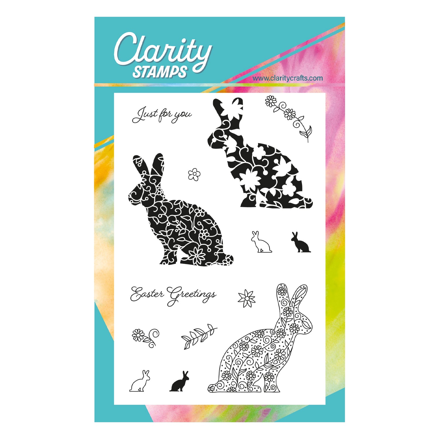 Whimsy Hare A6 Stamp & Mask Set – Clarity Crafts