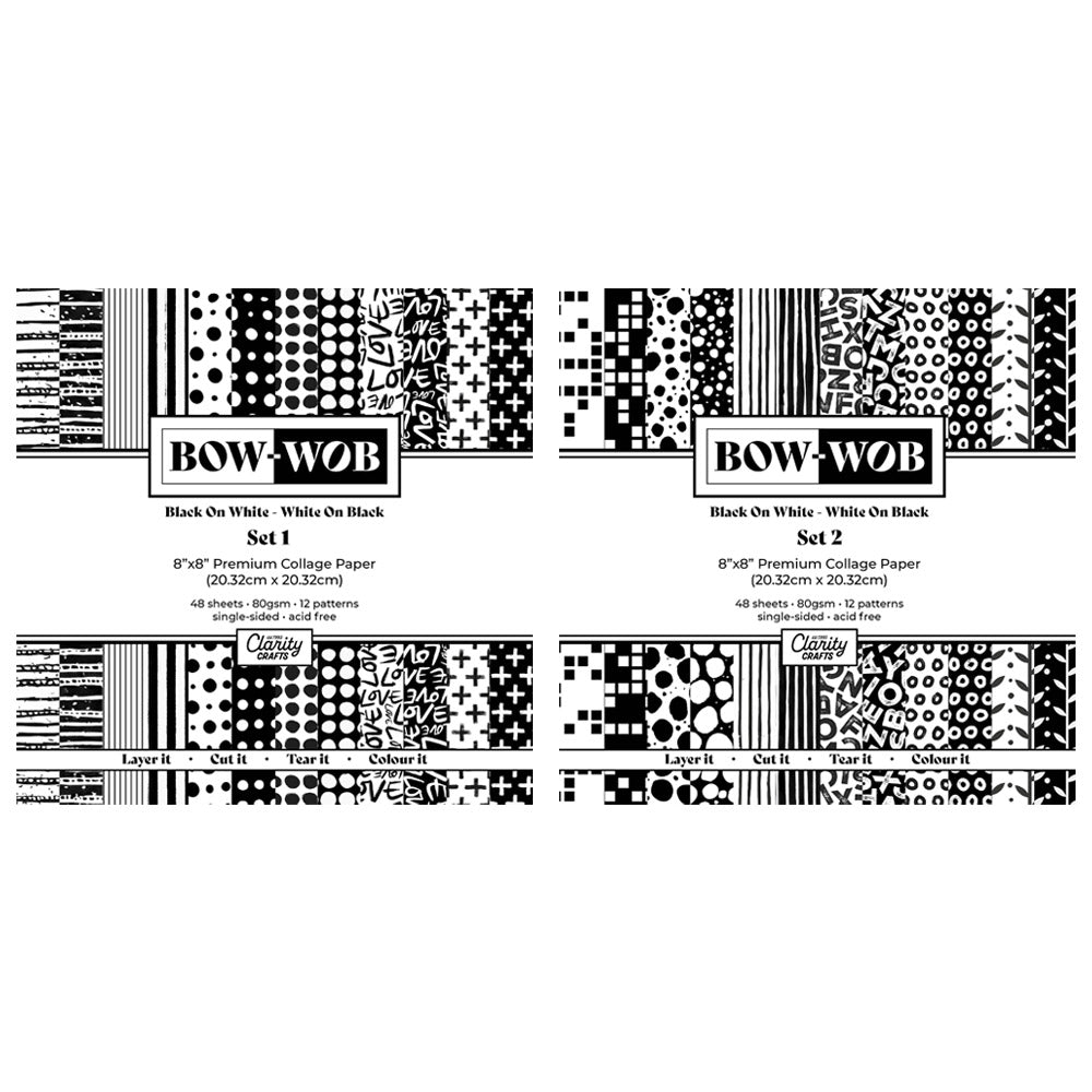 BOW-WOB 8" x 8" Collage Papers - Set 1 & Set 2 - Duo