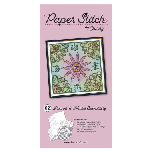 Paper Stitch by Clarity - 02 - Flowers & Hearts Embroidery Card Pack