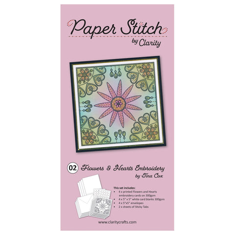 Paper Stitch by Clarity - 02 - Flowers & Hearts Embroidery Card Pack