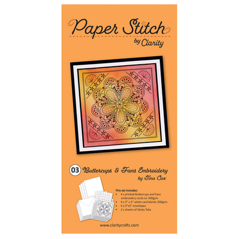 Paper Stitch by Clarity - 03 - Buttercups & Fans Embroidery Card Pack