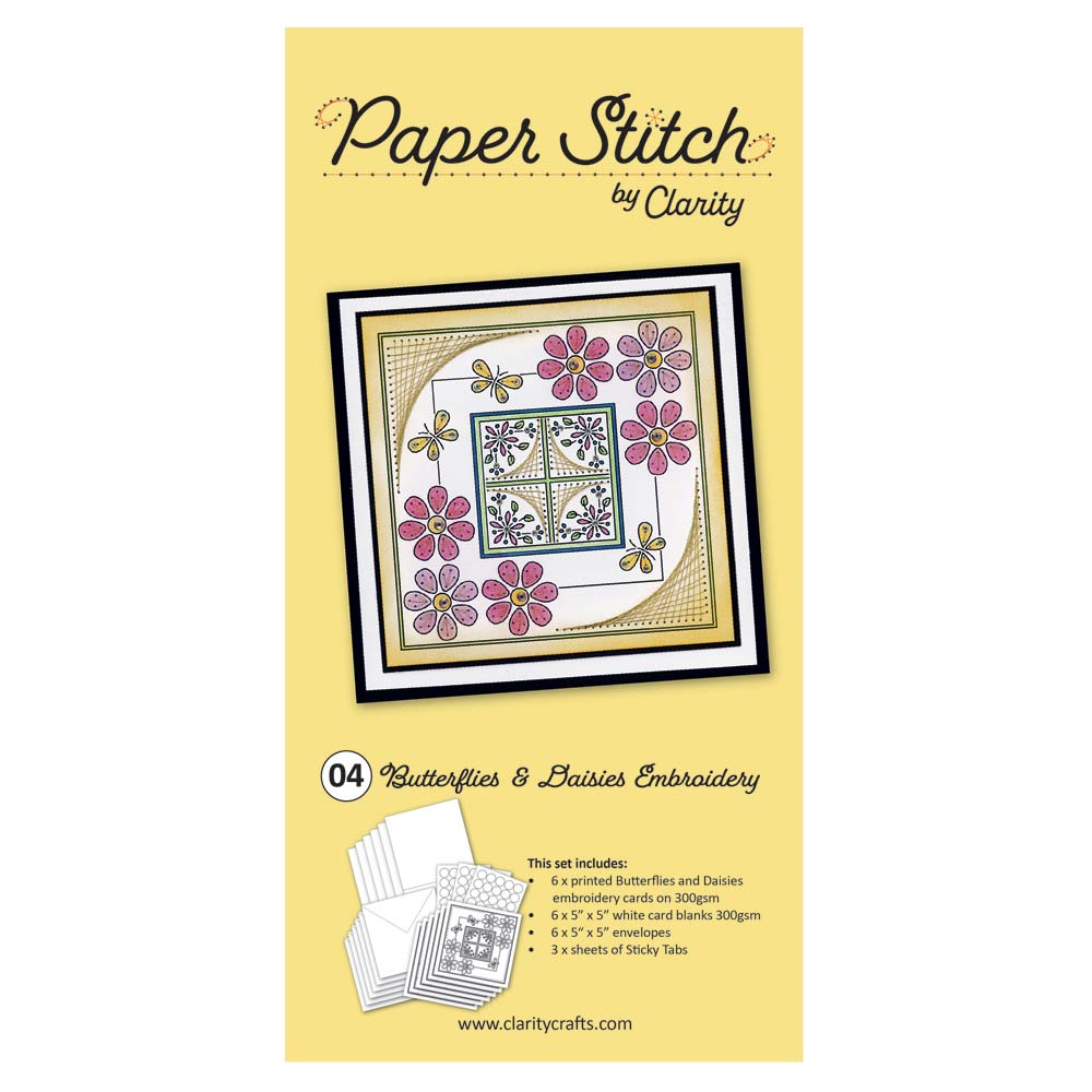 Paper Stitch by Clarity - 04 - Butterflies & Daisies Embroidery Card Pack