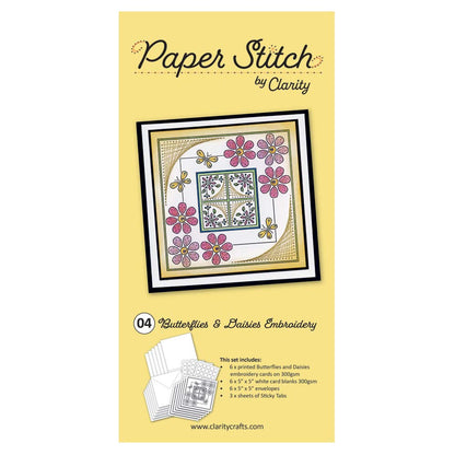 Paper Stitch by Clarity - 04 - Butterflies & Daisies Embroidery Card Pack