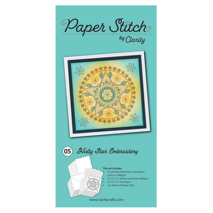Paper Stitch by Clarity - 05 - Holly Star Embroidery Card Pack