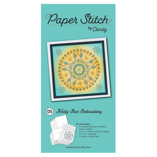 Paper Stitch by Clarity - 05 - Holly Star Embroidery Card Pack