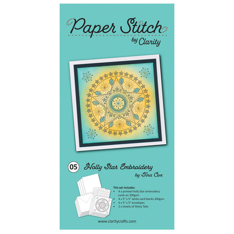 Paper Stitch by Clarity - 05 - Holly Star Embroidery Card Pack