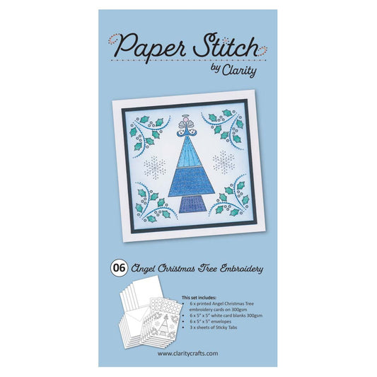 Paper Stitch by Clarity - 06 - Angel Christmas Tree Embroidery Card Pack