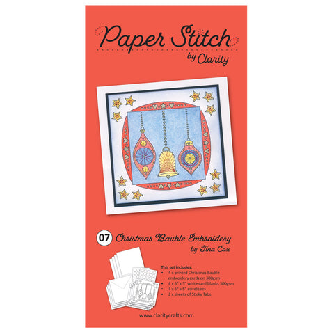 Paper Stitch by Clarity - 07 - Christmas Baubles Embroidery Card Pack