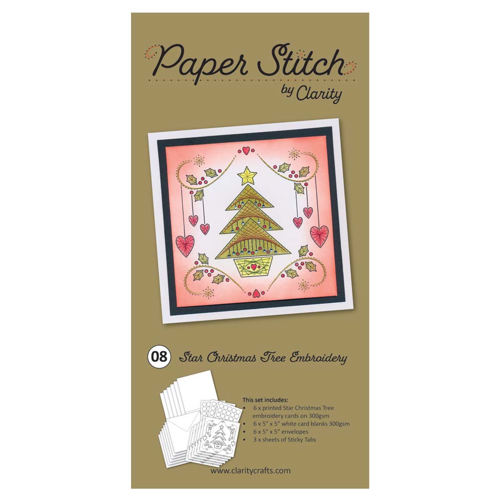 Paper Stitch by Clarity - 08 - Star Christmas Tree Embroidery Card Pack