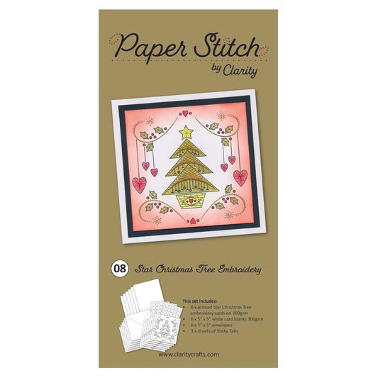 Paper Stitch by Clarity - 08 - Star Christmas Tree Embroidery Card Pack