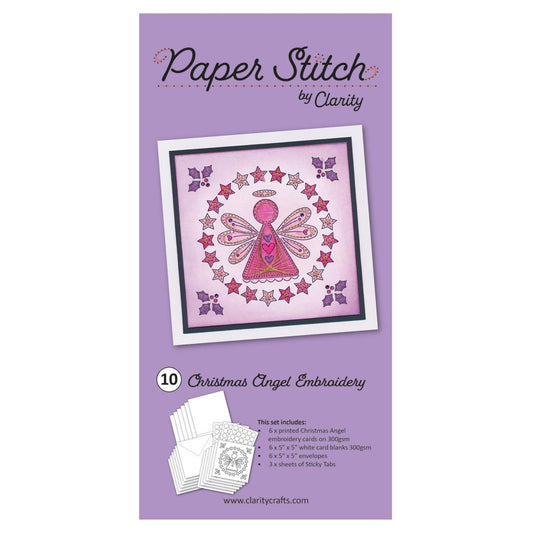 Paper Stitch by Clarity - 10 - Christmas Angel Embroidery Card Pack