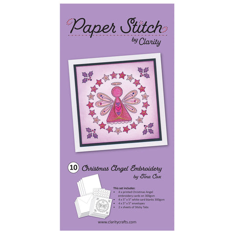 Paper Stitch by Clarity - 10 - Christmas Angel Embroidery Card Pack