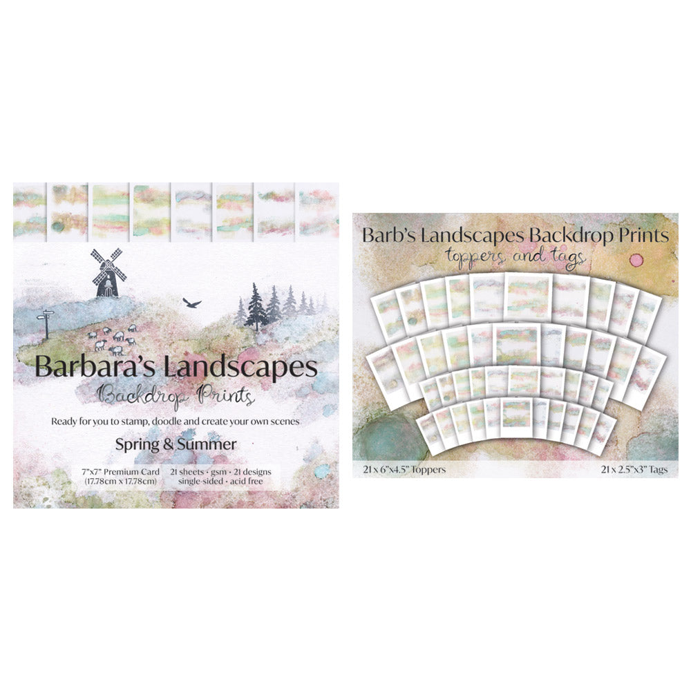 Barbara's Landscapes Backdrop Prints 7" x 7" Card, Toppers & Tags Bundle