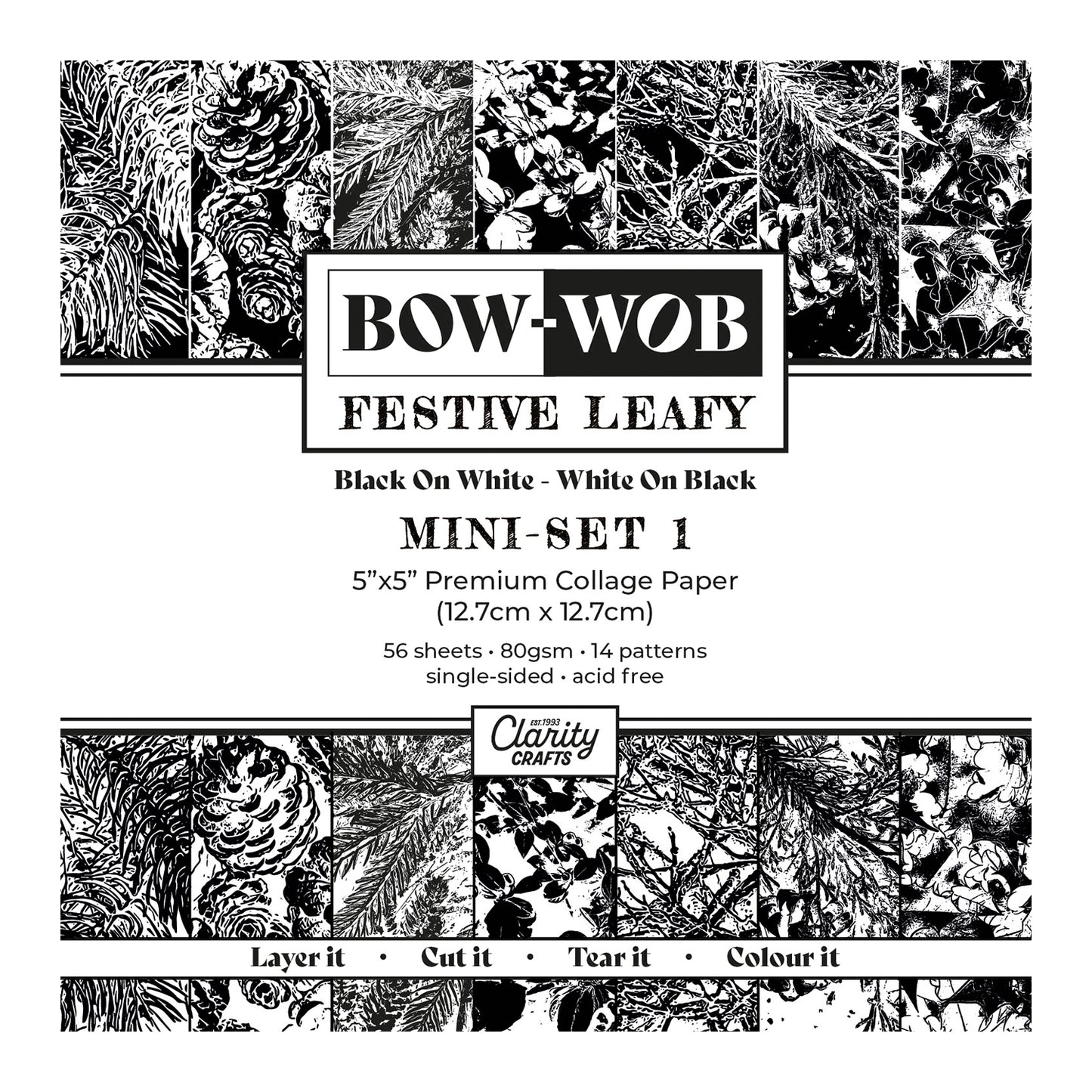 BOW-WOB 5" x 5" Collage Papers - Festive Leafy - Mini Set 1