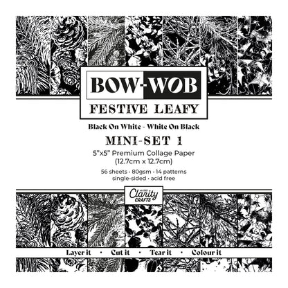 BOW-WOB 5" x 5" Collage Papers - Festive Leafy - Mini Set 1