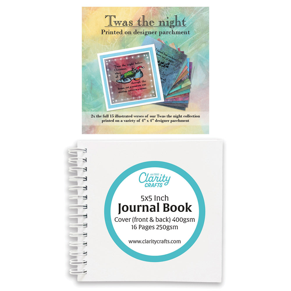 Twas the Night Printed Parchment & 5" x 5" Blank Journal