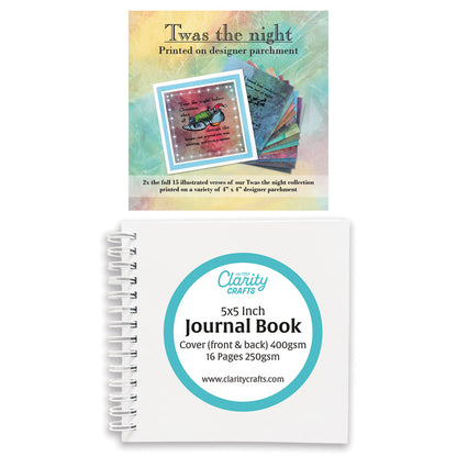 Twas the Night Printed Parchment & 5" x 5" Blank Journal