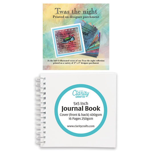 Twas the Night Printed Parchment & 5" x 5" Blank Journal