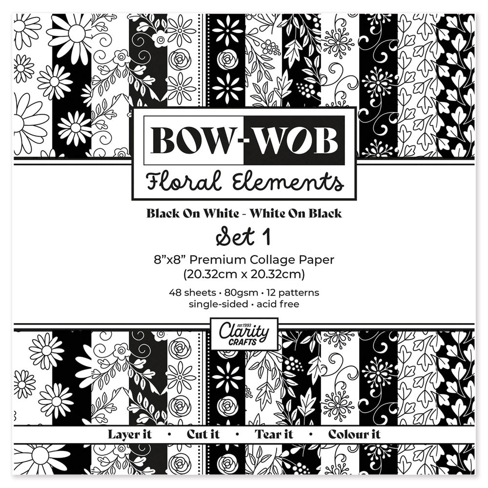 BOW-WOB 8" x 8" Collage Papers - Floral Elements - Set 1