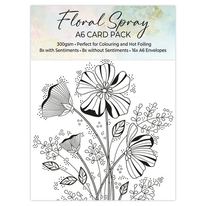 Floral Spray A6 Card Pack - 16 Card Blanks & Envelopes
