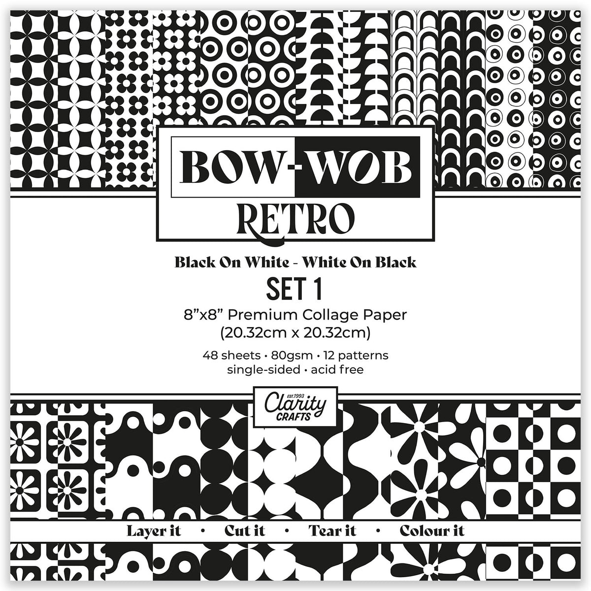 BOW-WOB 8" x 8" Collage Papers - Retro Set 1