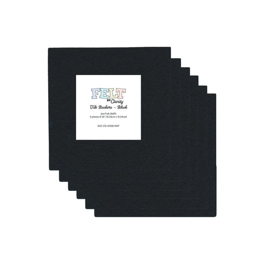 Felt by Clarity - Tile Backers - Black 6" x 6" Non-Adhesive Backed Felt x6