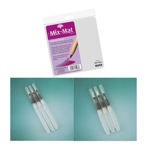 Pergamano Pair of Mix Mats & Set of 6 Water Brushes