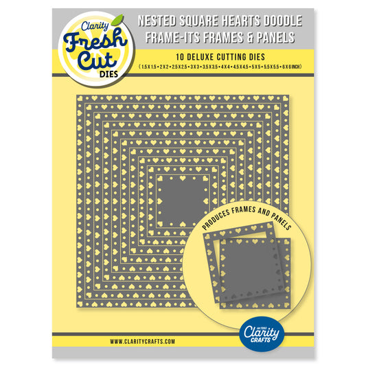 Nested Square Hearts Doodle Frame-Its Frames & Panels Die Set