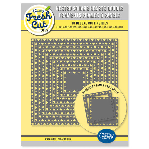 Nested Square Hearts Doodle Frame-Its Frames & Panels Die Set