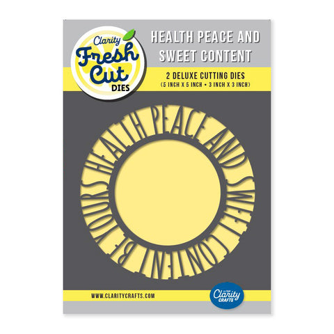 Health, Peace and Sweet Content Round Aperture Framer Die Set