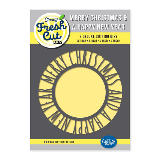 Merry Christmas & a Happy New Year Round Aperture Framer Die Set
