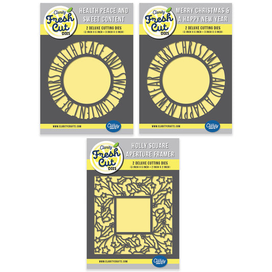 Christmas Sentiments & Holly Aperture Framer Die Collection