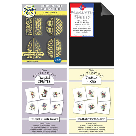 Decorative Panel Windows & Doors Die Set, Magnetic Sheet & Pocket Poppet Card Toppers Collection