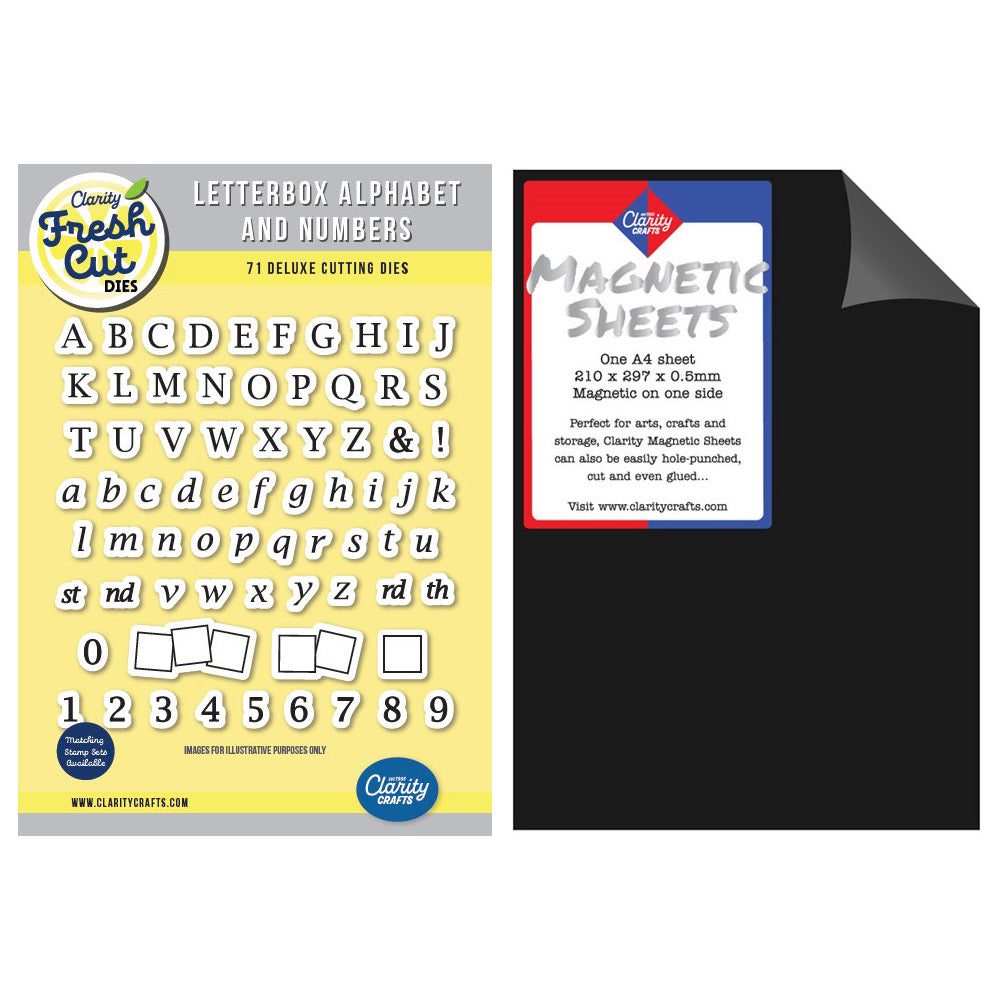 Letterbox Alphabet & Numbers A4 Die Set & A4 Magnetic Sheet – Claritystamp