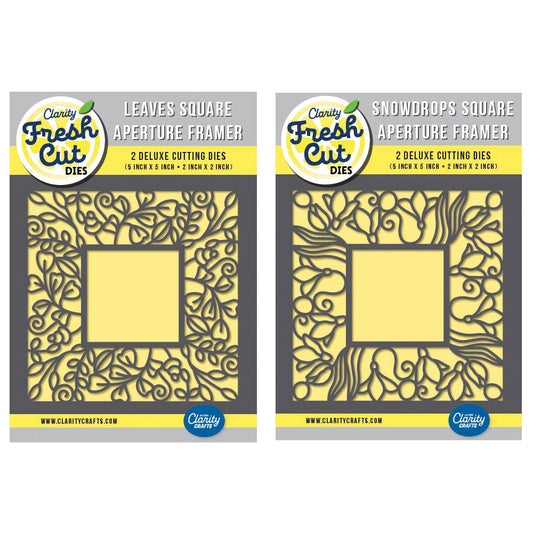 Japanese Leaves & Snowdrops Square Aperture Framer Die Set Duo