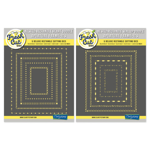 Nested Rectangles - Heart & Scallop Doodle Aperture Frame-its Die Set Duo