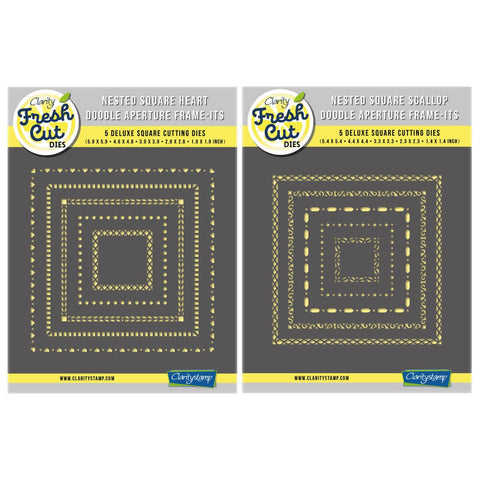 Nested Squares- Heart & Scallop Doodle Aperture Frame-its Die Set Duo