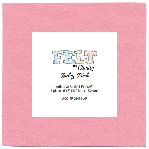 Felt by Clarity - Baby Pink 6" x 6" Adhesive Backed Felt x6