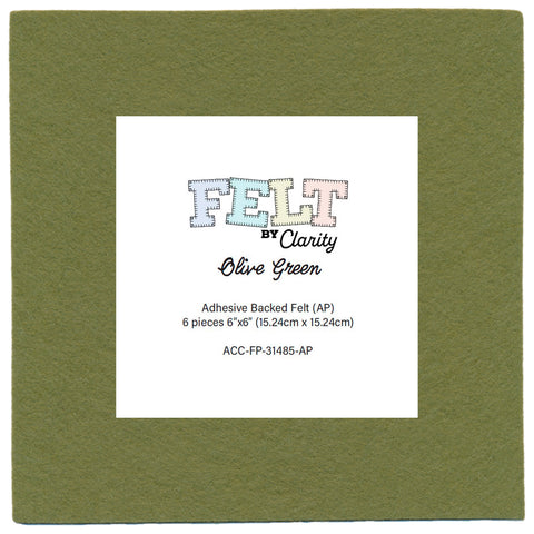 Felt by Clarity - Olive Green 6" x 6" Adhesive Backed Felt x6