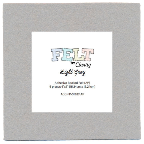 Felt by Clarity - Light Grey 6" x 6" Adhesive Backed Felt x6