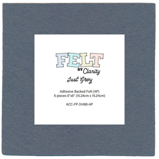 Felt by Clarity - Just Grey 6" x 6" Adhesive Backed Felt x6