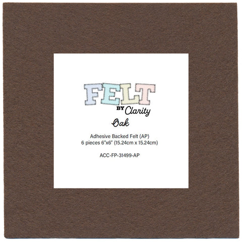 Felt by Clarity - Oak 6" x 6" Adhesive Backed Felt x6 (WN90)